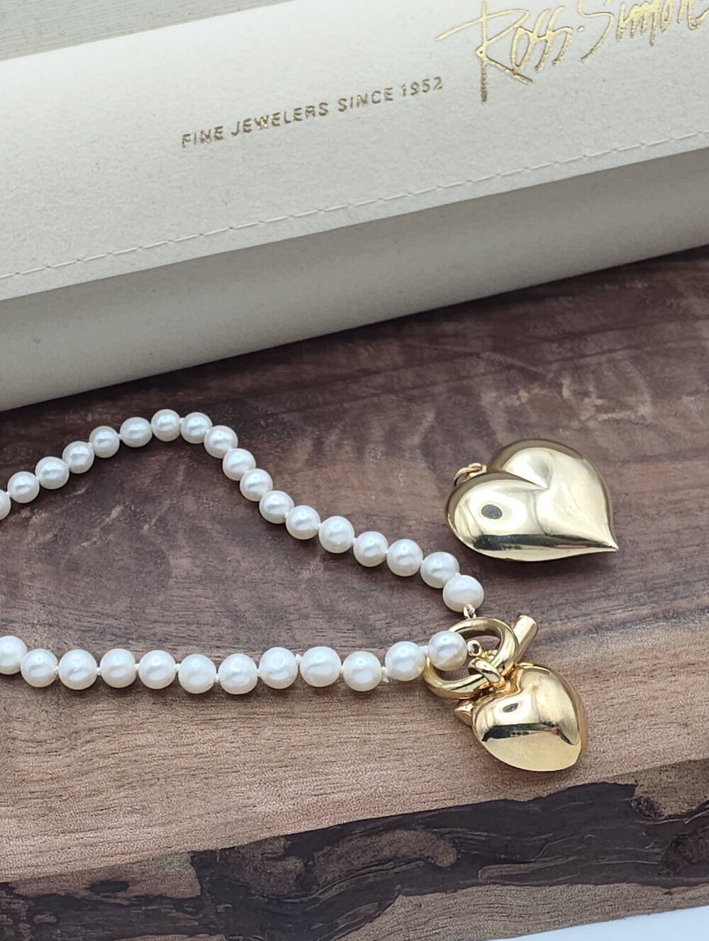 Vintage Peter Brams 14k Gold Akoya Pearl Puffy Heart Bracelet & Pendant Set - Picture 3 of 9